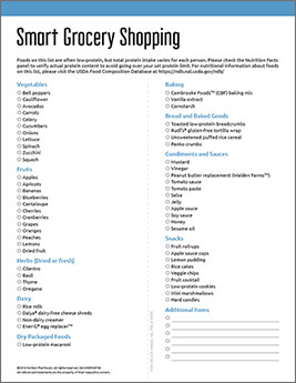 Your UCD low-protein grocery list PDF.