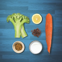 Ingrédients pour salade de carottes et brocoli.